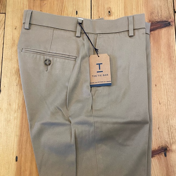 Tie Bar Stretch Cotton Pants in Sandstone - Picture 1 of 5